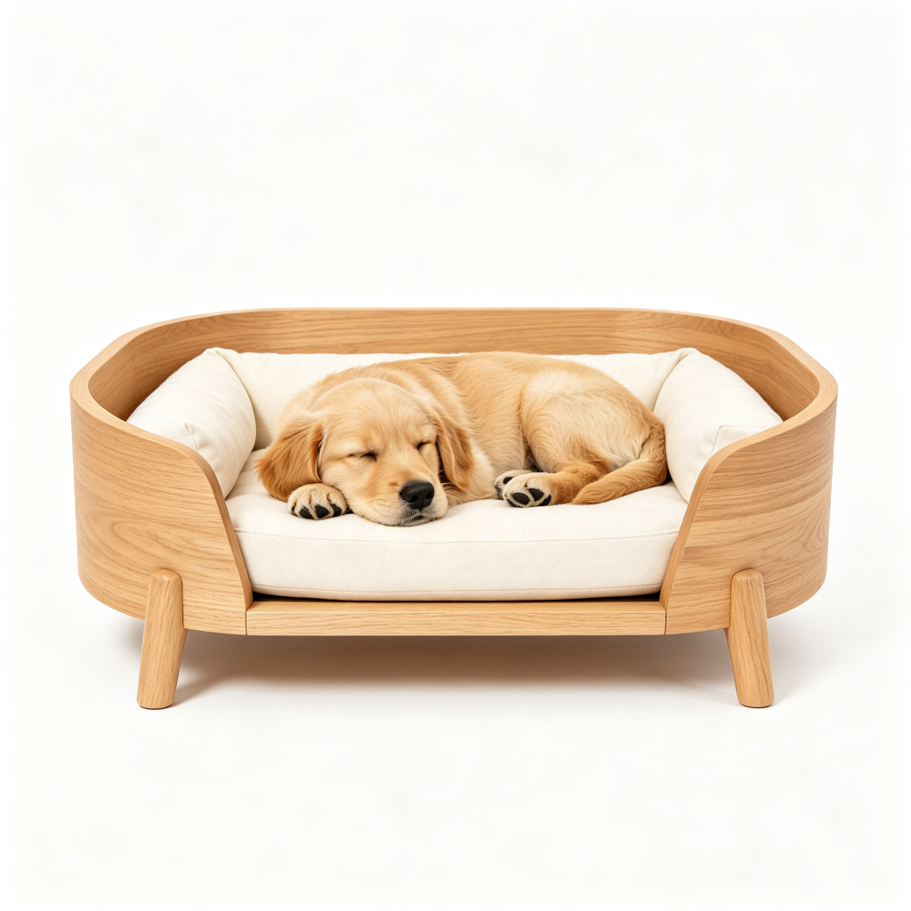CozyNest Wooden Dog Bed